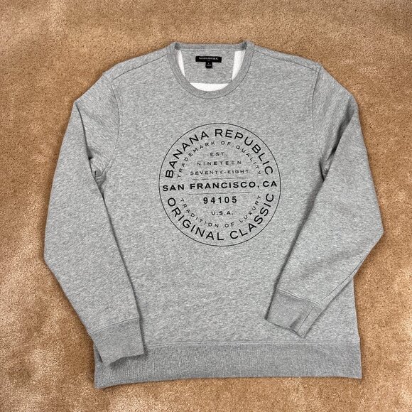 Banana Republic Original Classic Men's Crewneck Sweatshirt Size Large Gray NWOT - Picture 1 of 7